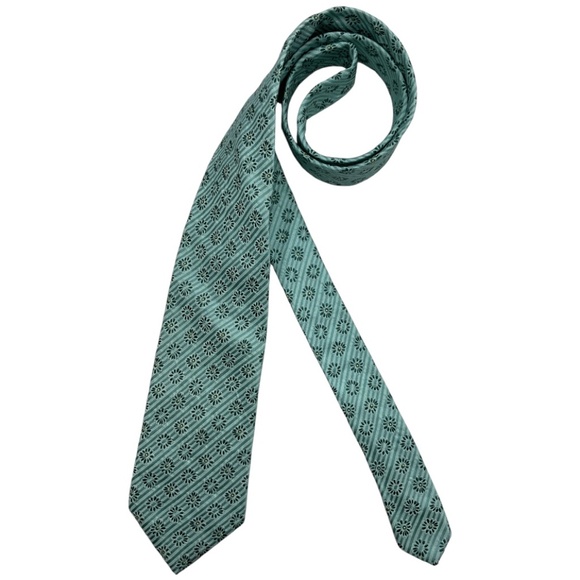 HUGO BOSS Green Striped Floral Silk LUXURY Tie ITALY - Picture 1 of 4